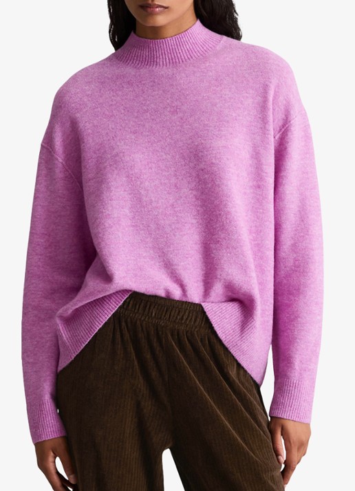 Marc O'Polo Denim Fijngebreide trui met opstaande kraag - detail roze