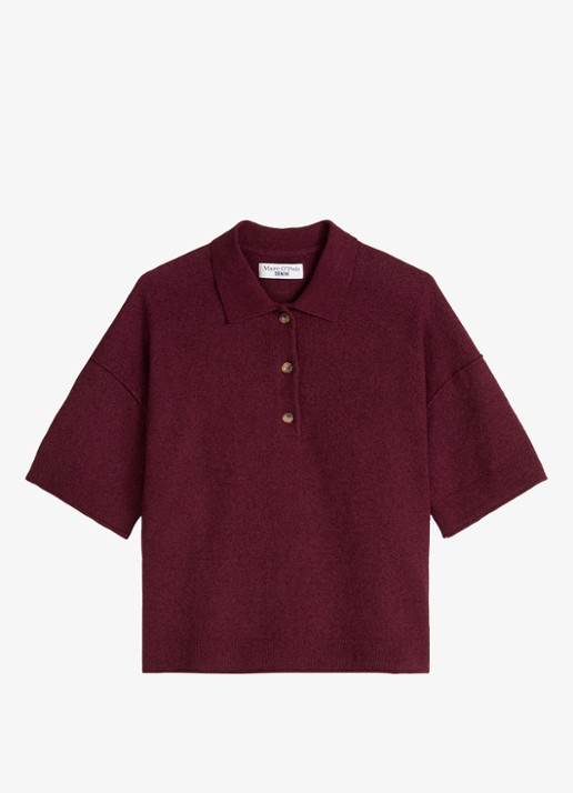Marc O'Polo Denim Fijngebreide trui met polokraag  - voorkant 4 merlot red/6932