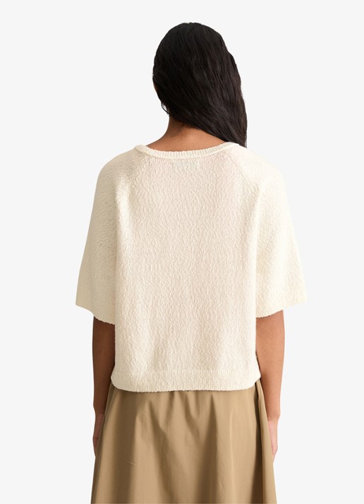 Marc O'Polo Denim Fijngebreide trui met ronde hals - achterkant creamy white/1173
