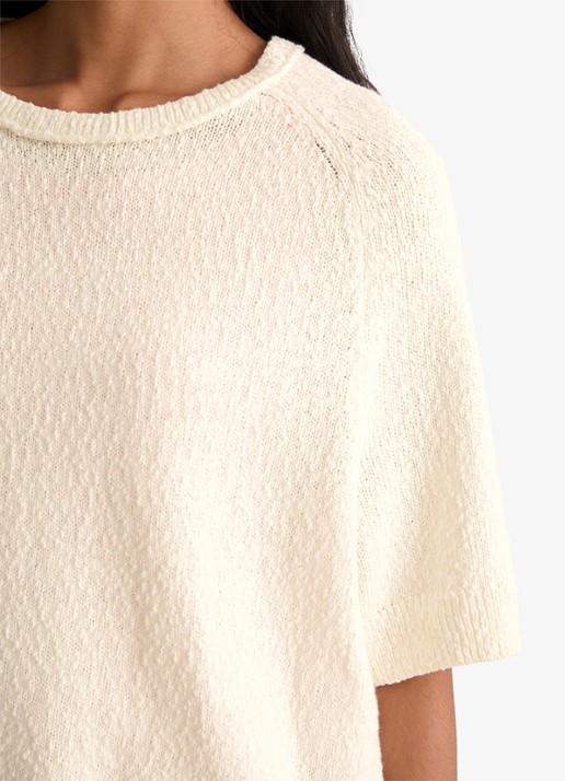 Marc O'Polo Denim Fijngebreide trui met ronde hals - detail 3 creamy white/1173