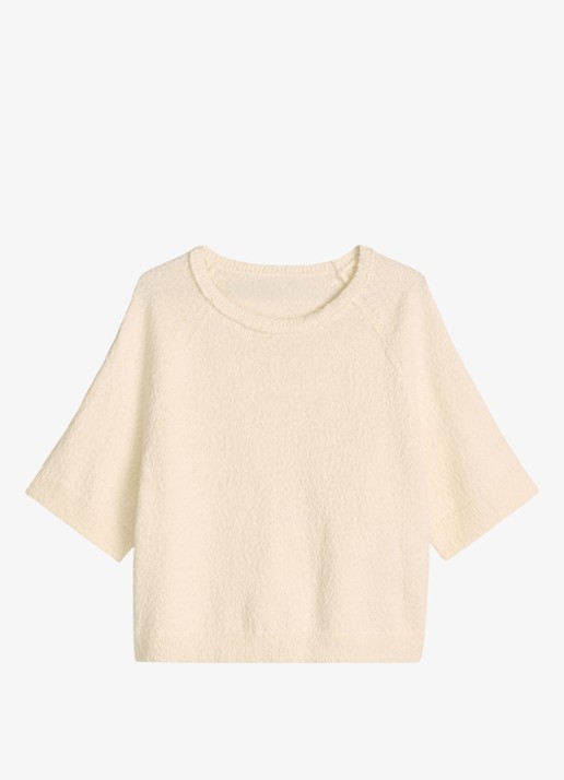 Marc O'Polo Denim Fijngebreide trui met ronde hals - voorkant 4 creamy white/1173