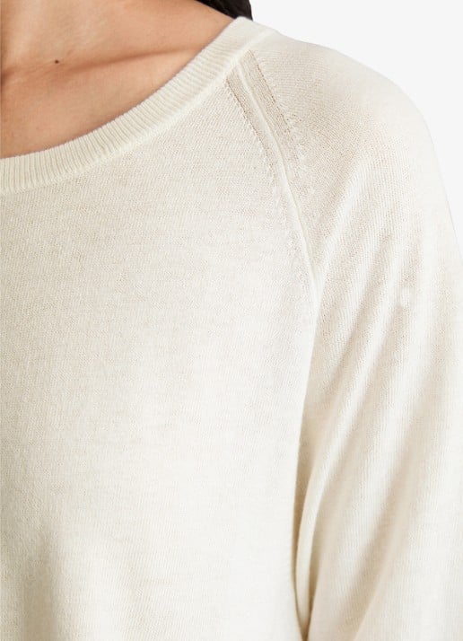 Marc O'Polo Denim Fijngebreide trui met vleermuis mouw - detail 2 creamy white-1173 / wit