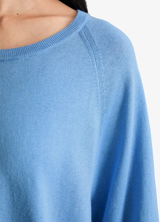 Marc O'Polo Denim Fijngebreide trui met vleermuis mouw - detail 3 medium blue 4840-4840 / blauw