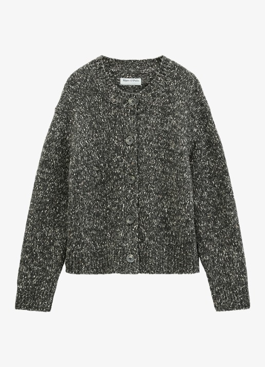 Marc O'Polo Denim Grofgebreid vest met gemêleerd dessin - voorkant 4 middengrijs