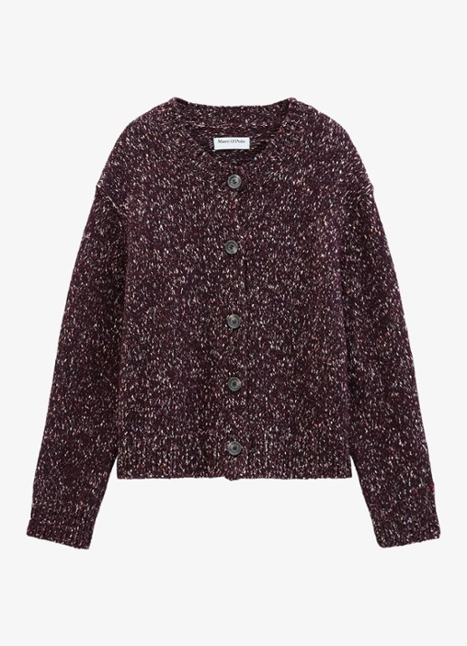 Marc O'Polo Denim Grofgebreid vest met gemêleerd dessin - voorkant 2 aubergine