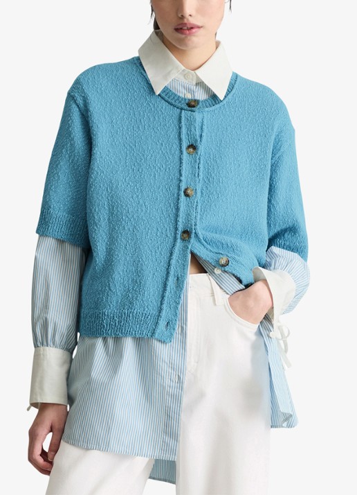Marc O'Polo Denim Grofgebreid vest met ronde hals