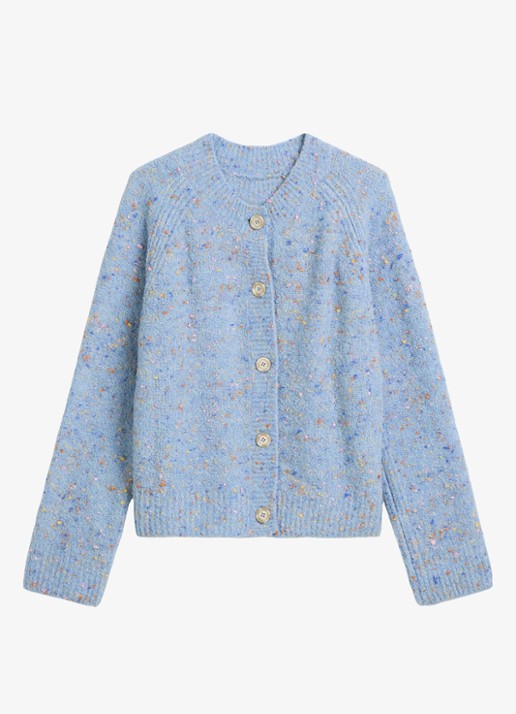 Marc O'Polo Denim Grofgebreid vest met textuur - voorkant 2 lichtblauw