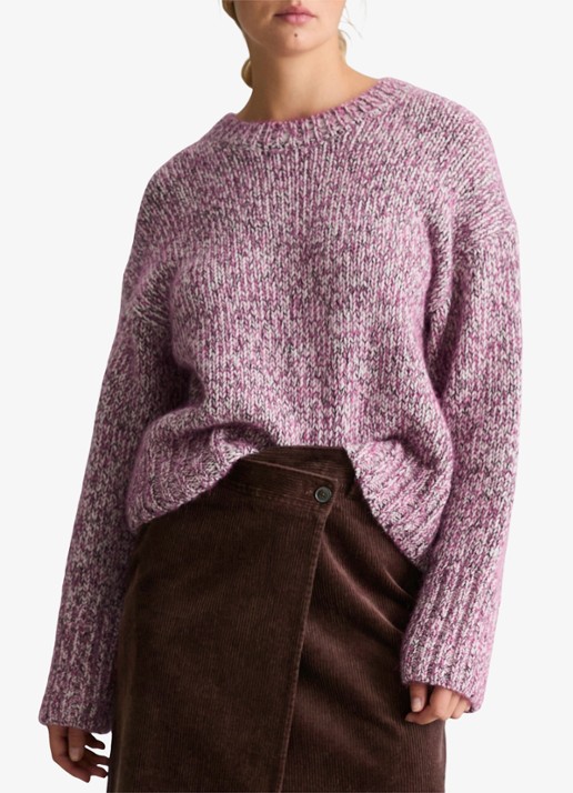 Marc O'Polo Denim Grofgebreide trui in wolblend  - detail roze