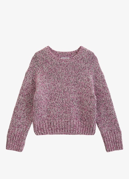 Marc O'Polo Denim Grofgebreide trui in wolblend  - voorkant 4 roze