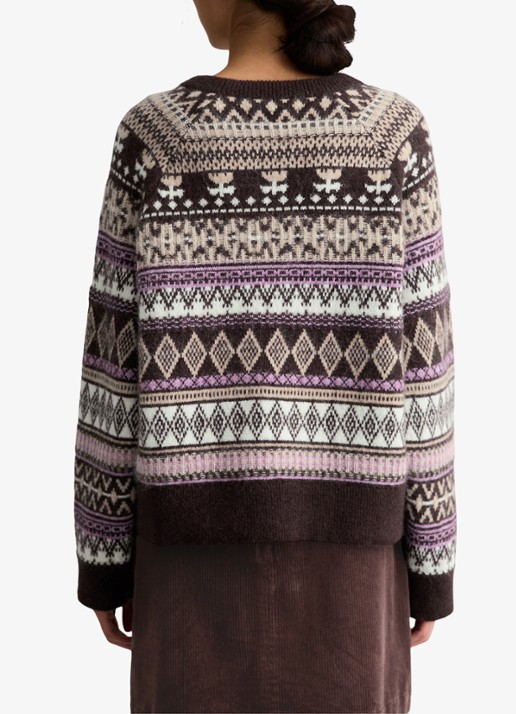 Marc O'Polo Denim Grofgebreide trui met grafische print - achterkant 3 bruin