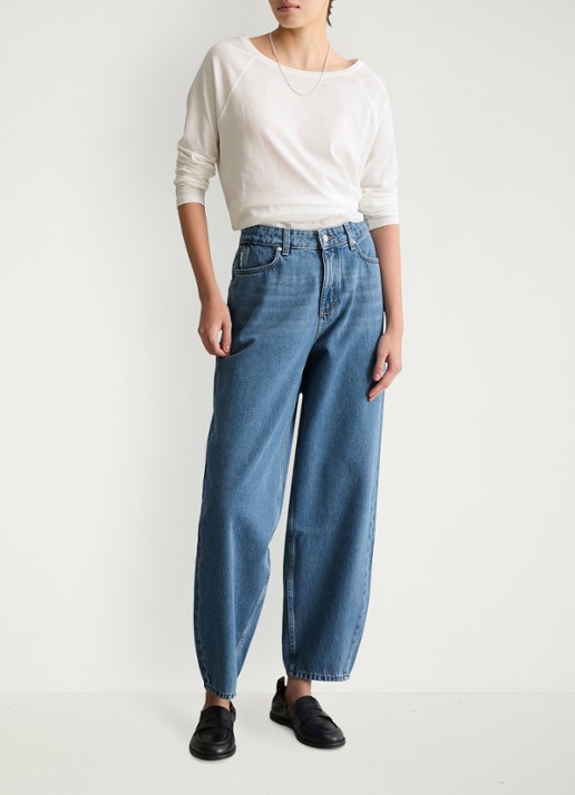 Marc O'Polo Denim High waist balloon fit jeans met steekzakken - voorkant 2 indigo