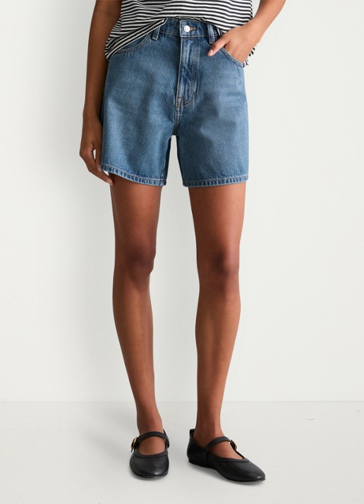 Marc O'Polo Denim High waist loose fit korte broek van denim