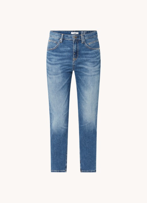Marc O'Polo Denim High waist slim fit jeans van  katoen met medium wassing - voorkant indigo
