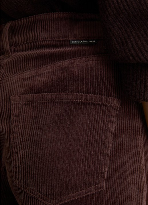 Marc O'Polo Denim High waist straight fit broek van corduroy - detail 5 donkerbruin