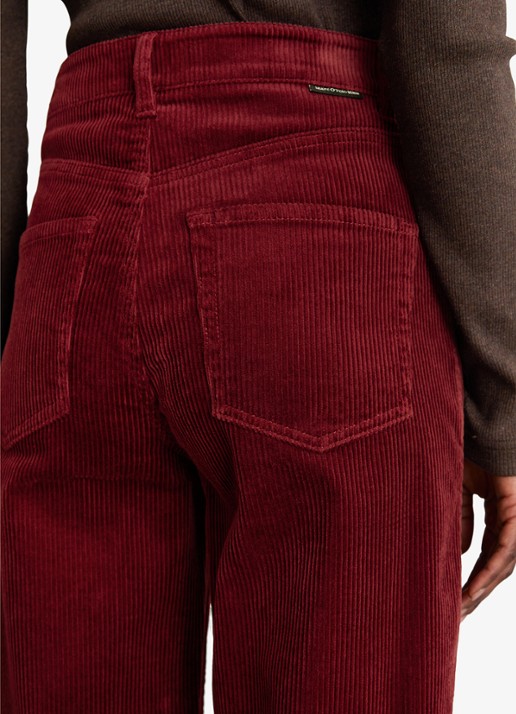Marc O'Polo Denim High waist straight fit broek van corduroy - detail 5 donkerrood