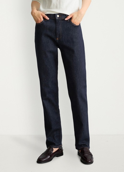 Marc O'Polo Denim High waist straight fit jeans met donkere wassing