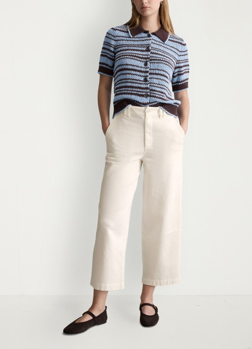Marc O'Polo Denim High waist wide fit jeans met gekleurde wassing - voorkant 5 creme