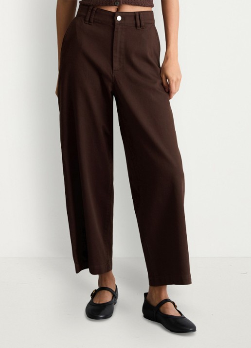 Marc O'Polo Denim High waist wide fit jeans met gekleurde wassing - detail 2 aubergine