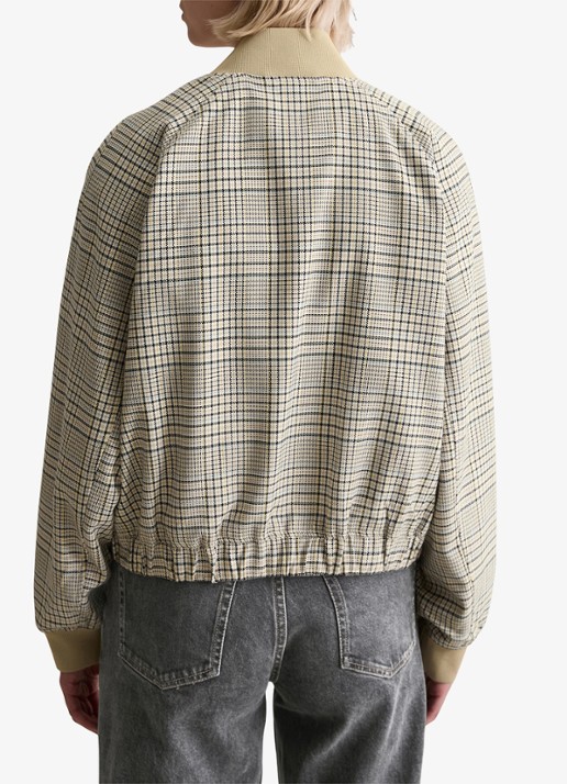 Marc O'Polo Denim Jack met ruitdessin en steekzakken - achterkant beige