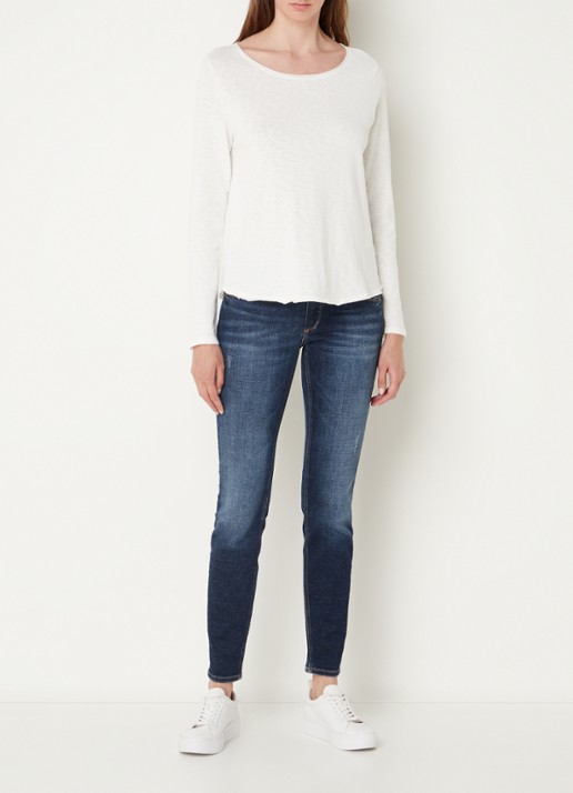 Marc O'Polo Denim Longsleeve met boothals - voorkant 4 gebroken wit