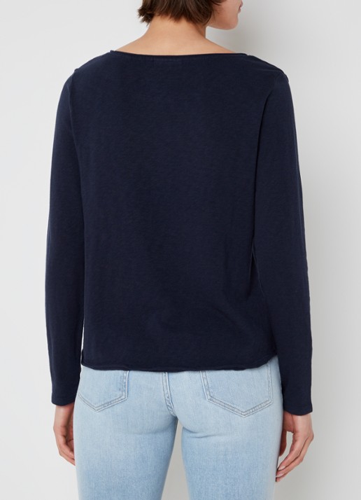Marc O'Polo Denim Longsleeve met boothals - achterkant blauw