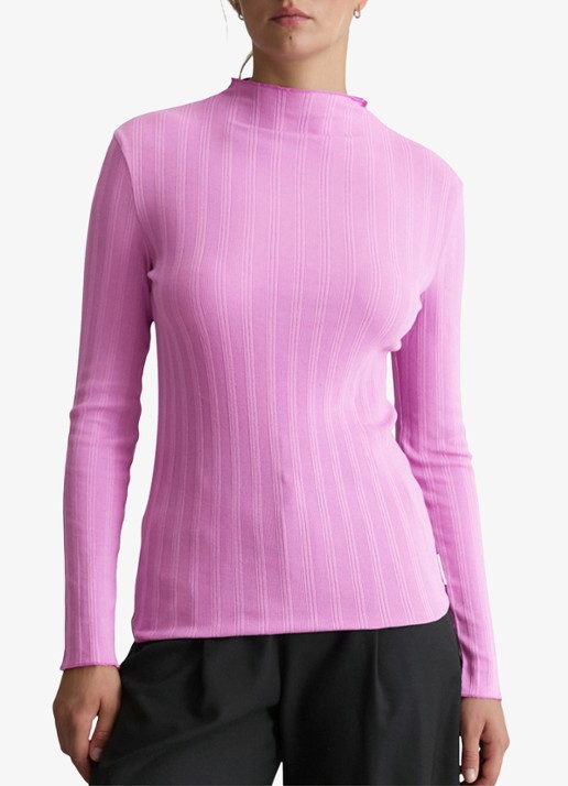 Marc O'Polo Denim Longsleeve met col  - detail lila