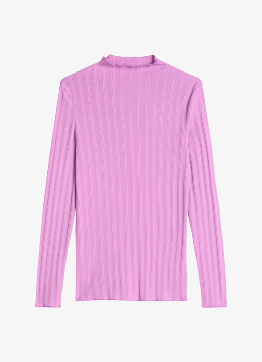 Marc O'Polo Denim Longsleeve met col  - voorkant 3 lila