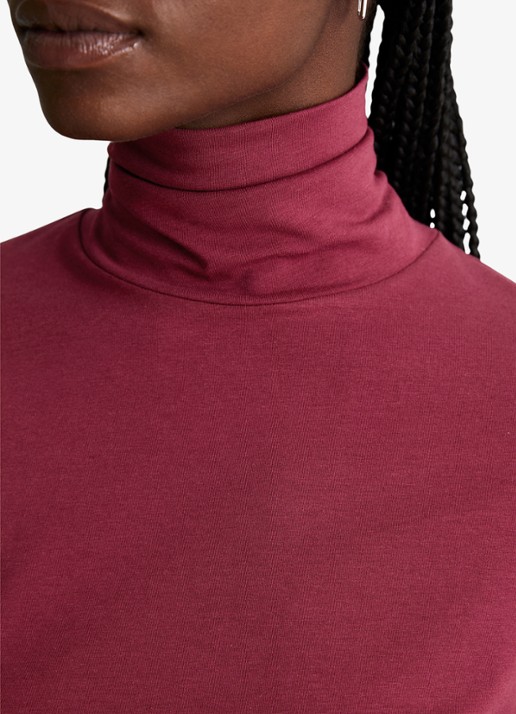 Marc O'Polo Denim Longsleeve met col - detail 3 donkerrood