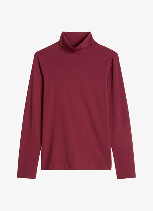 Marc O'Polo Denim Longsleeve met col - voorkant donkerrood