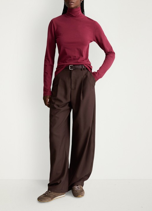 Marc O'Polo Denim Longsleeve met col - voorkant 5 donkerrood