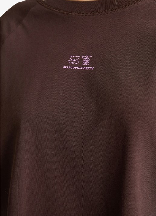 Marc O'Polo Denim Longsleeve met logo - detail 2 donkerbruin