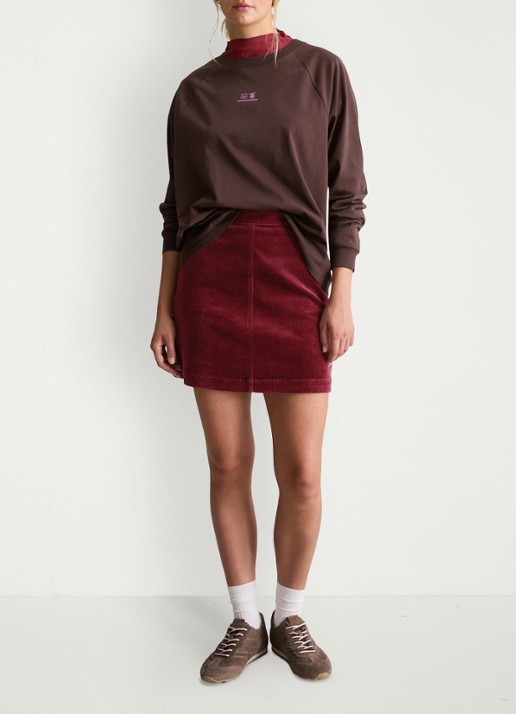 Marc O'Polo Denim Longsleeve met logo - voorkant 5 donkerbruin