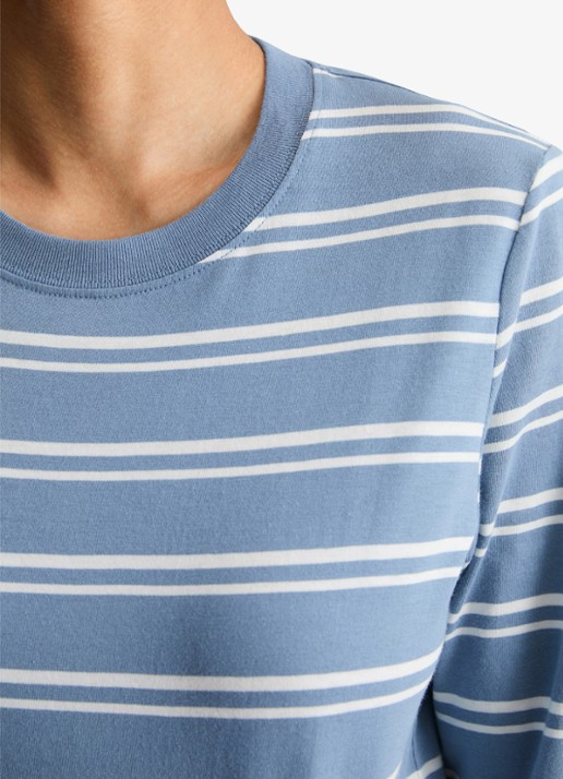 Marc O'Polo Denim Longsleeve met streepprint - detail 2 lichtblauw
