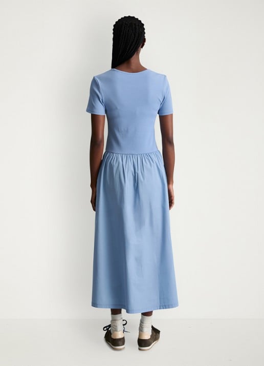 Marc O'Polo Denim Midi jurk met plooien - achterkant 5 medium blue 4840-4840 / blauw