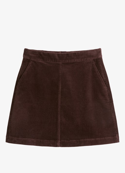 Marc O'Polo Denim Mini a-lijn rok van corduroy  - voorkant hazelnootbruin