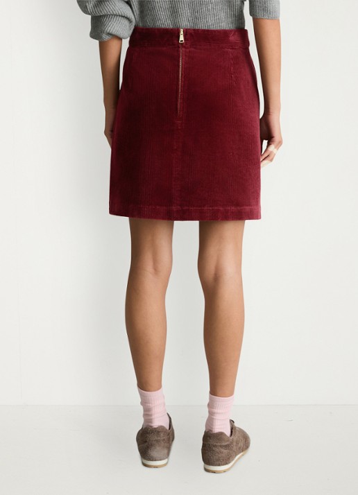 Marc O'Polo Denim Mini a-lijn rok van corduroy  - achterkant 5 kersenrood