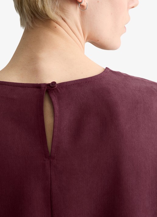 Marc O'Polo Denim Mini jurk met ronde hals - detail 5 merlot red/6932