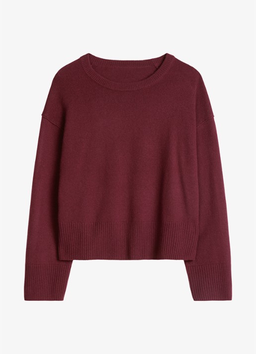Marc O'Polo Denim Oversized pull over van wol - voorkant 3 kersenrood