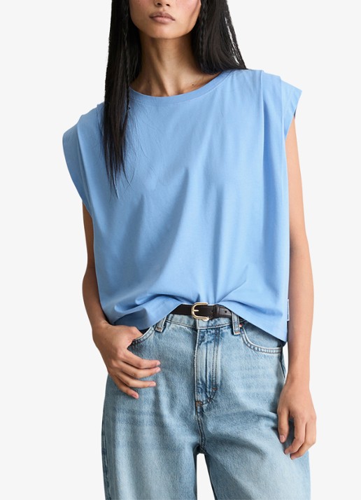Marc O'Polo Denim Oversized T-shirt met ronde hals - detail 3 medium blue 4840-4840 / blauw