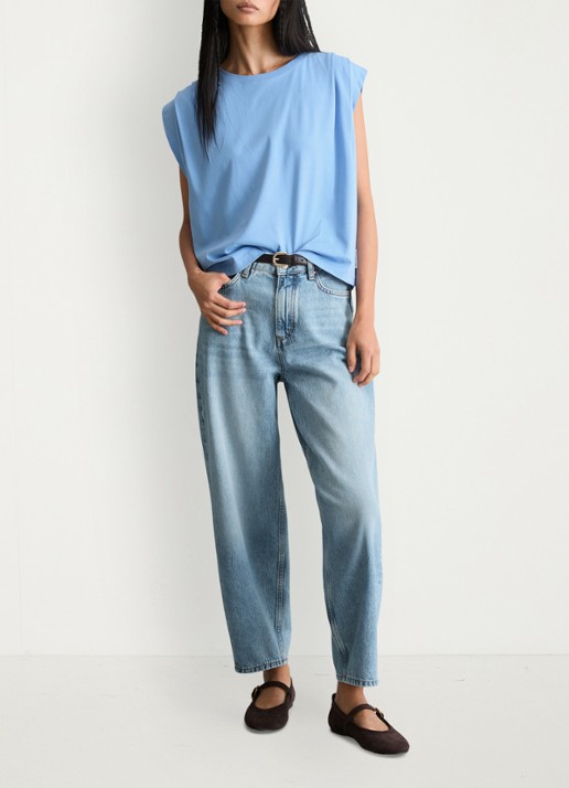Marc O'Polo Denim Oversized T-shirt met ronde hals - voorkant 2 medium blue 4840-4840 / blauw