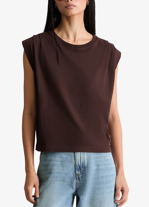 Marc O'Polo Denim Oversized T-shirt met ronde hals - detail 3 burnt aubergine-6929 / paars