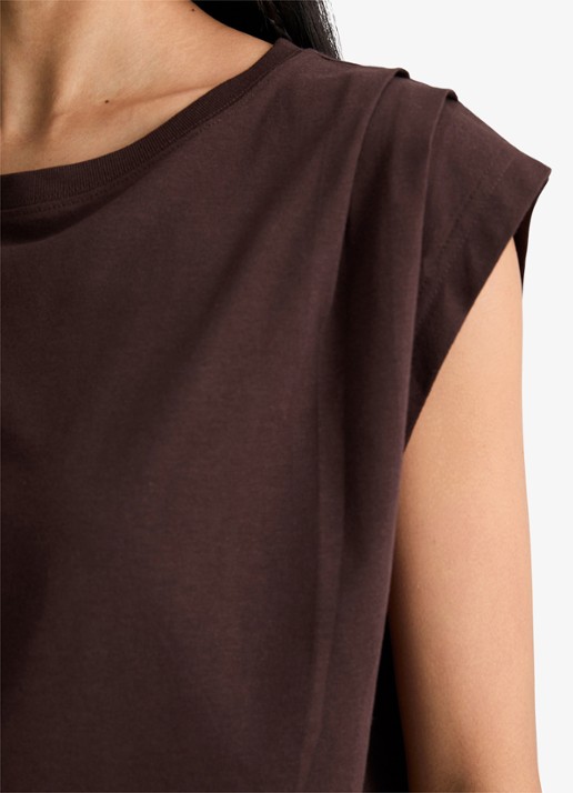 Marc O'Polo Denim Oversized T-shirt met ronde hals - detail 4 burnt aubergine-6929 / paars