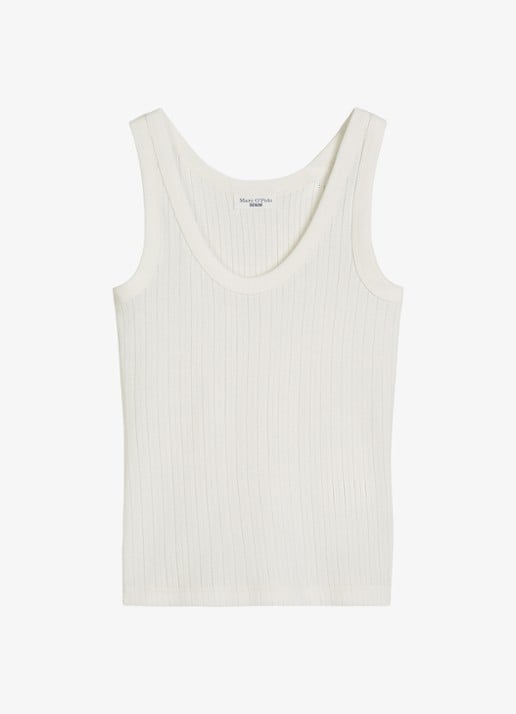Marc O'Polo Denim Pointelle tank top van katoen - voorkant silky white-1183 / wit