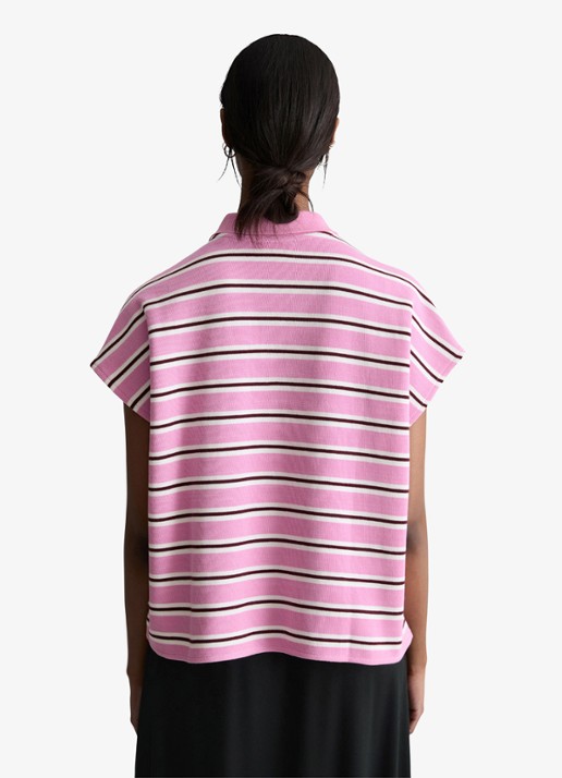 Marc O'Polo Denim Polo met streepprint - achterkant light pink/8375