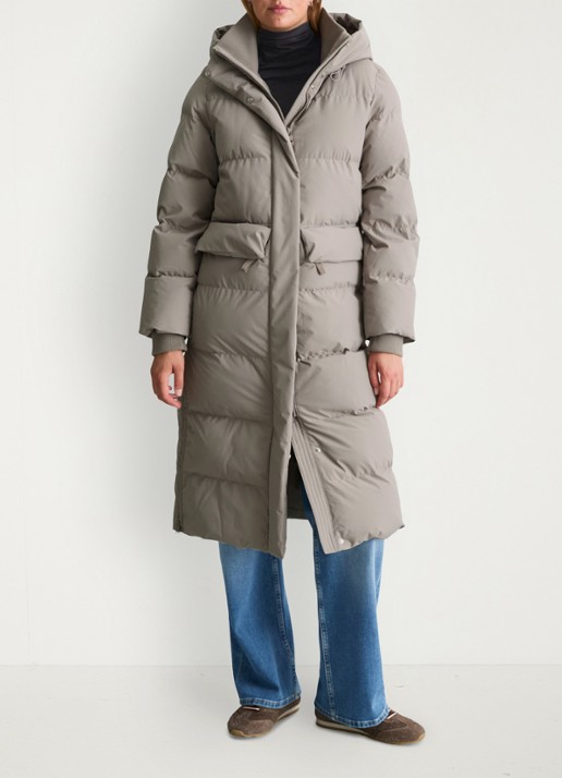 Marc O'Polo Denim Puffer jas met capuchon - voorkant 5 lichtgrijs