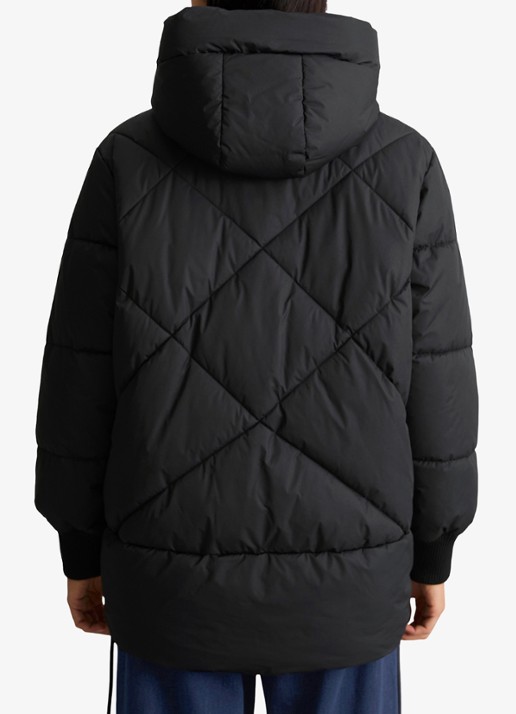Marc O'Polo Denim Puffer jas met capuchon - achterkant zwart