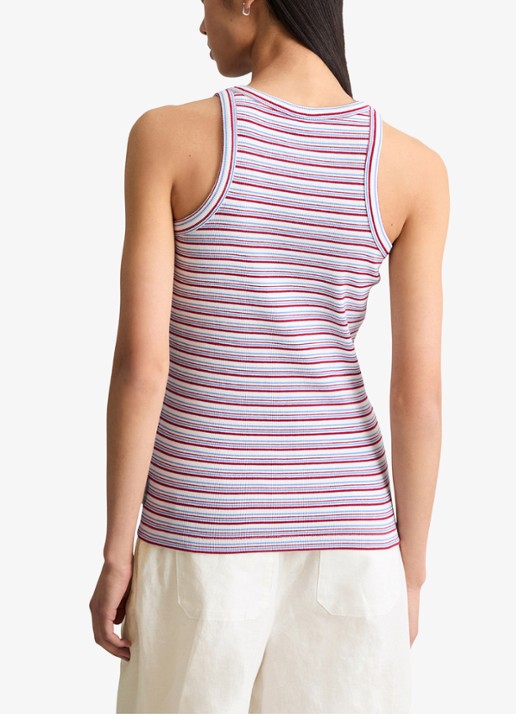 Marc O'Polo Denim Ribgebreide tanktop met streepprint - achterkant 5 white multi 01 / wit