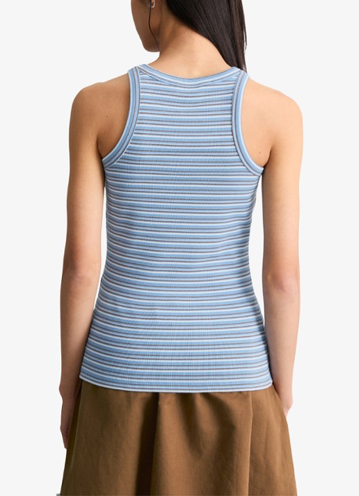 Marc O'Polo Denim Ribgebreide tanktop met streepprint - achterkant 4 light bluemulti01-5699 / lichtblauw