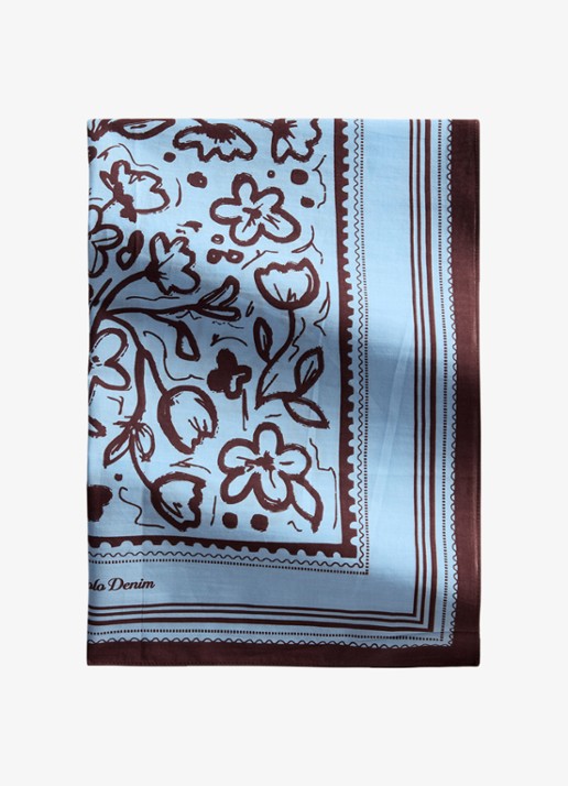 Marc O'Polo Denim Sjaal met bloemenprint - detail 2 lichtblauw
