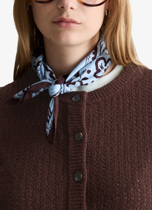 Marc O'Polo Denim Sjaal met bloemenprint - voorkant 4 lichtblauw